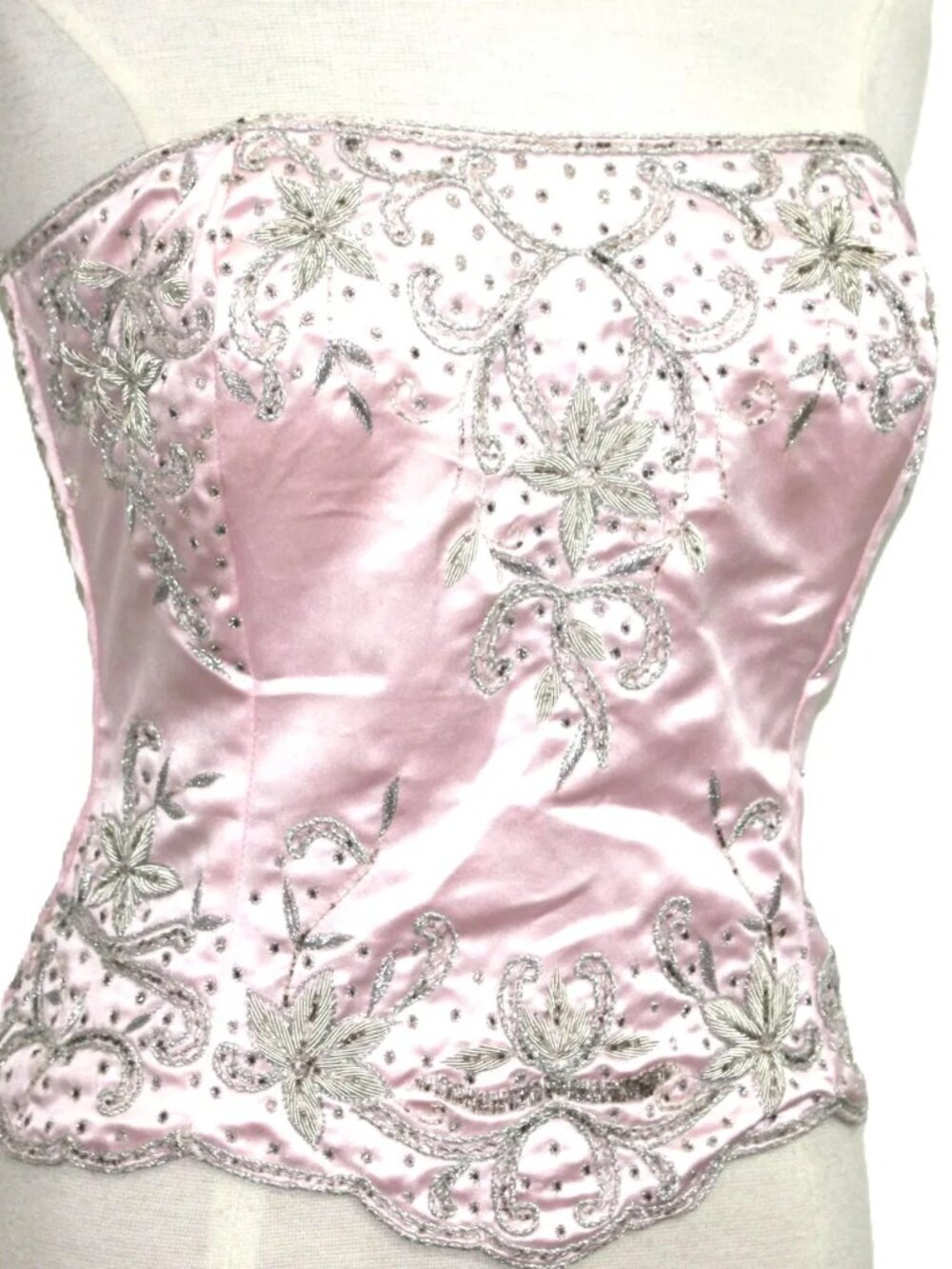 JASDEE Vintage Bustier Corset Hand Work Gotta Thread Embroidery On Satin F3033